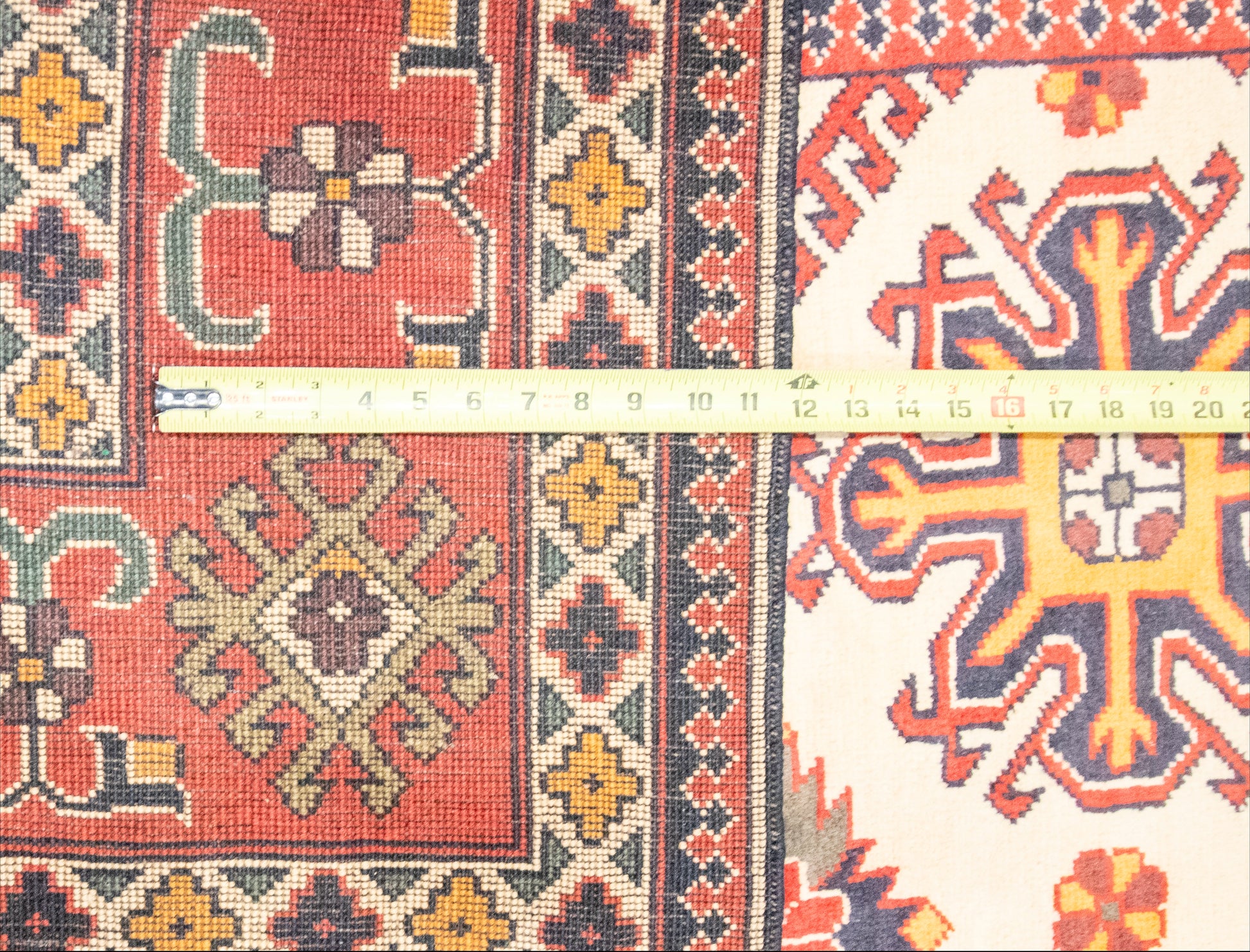 W 6.8 L 9.3 Mahal 100% Wool Hand-Woven Geometric Design - 57065