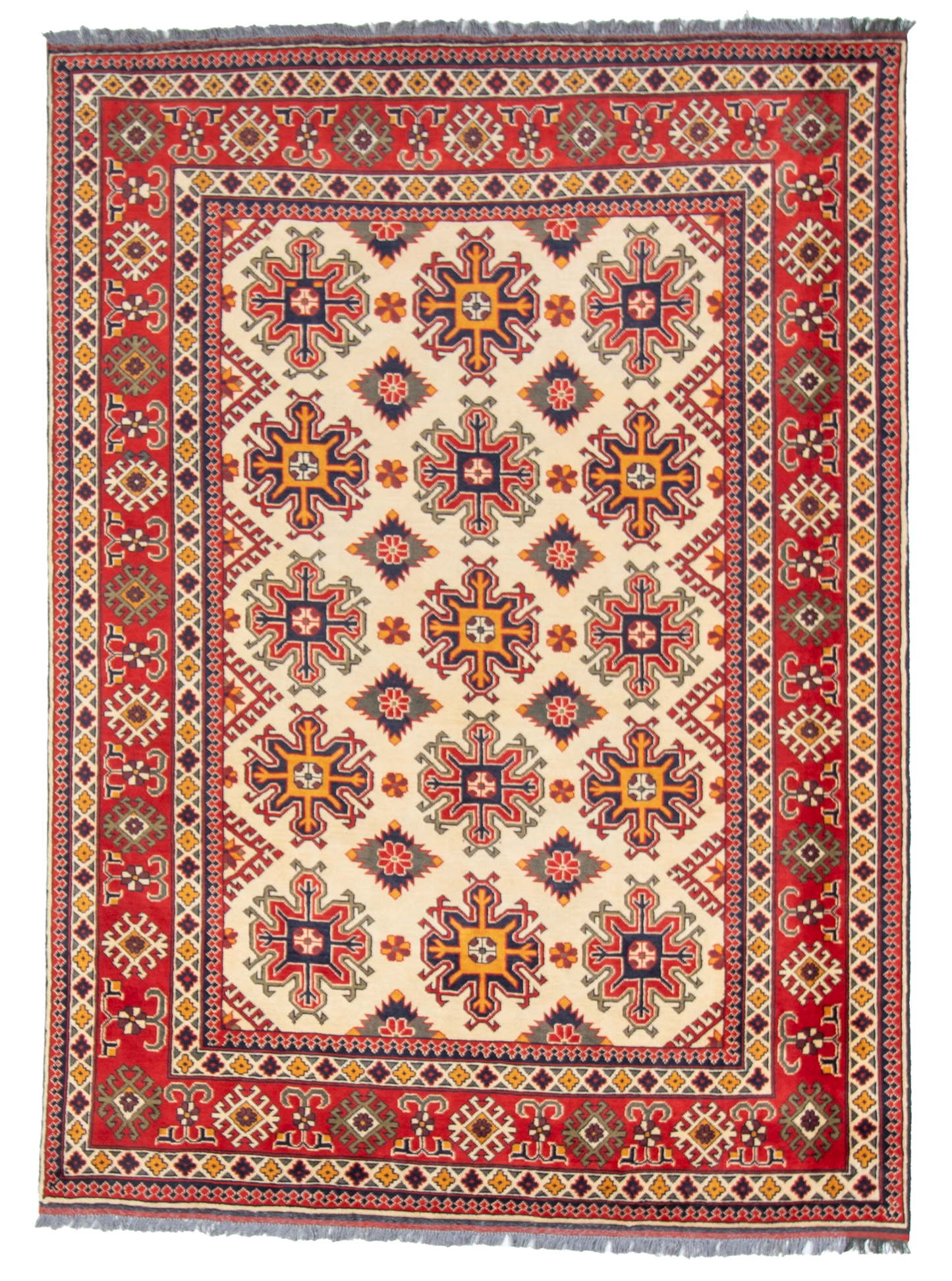 W 6.8 L 9.3 Mahal 100% Wool Hand-Woven Geometric Design - 57065