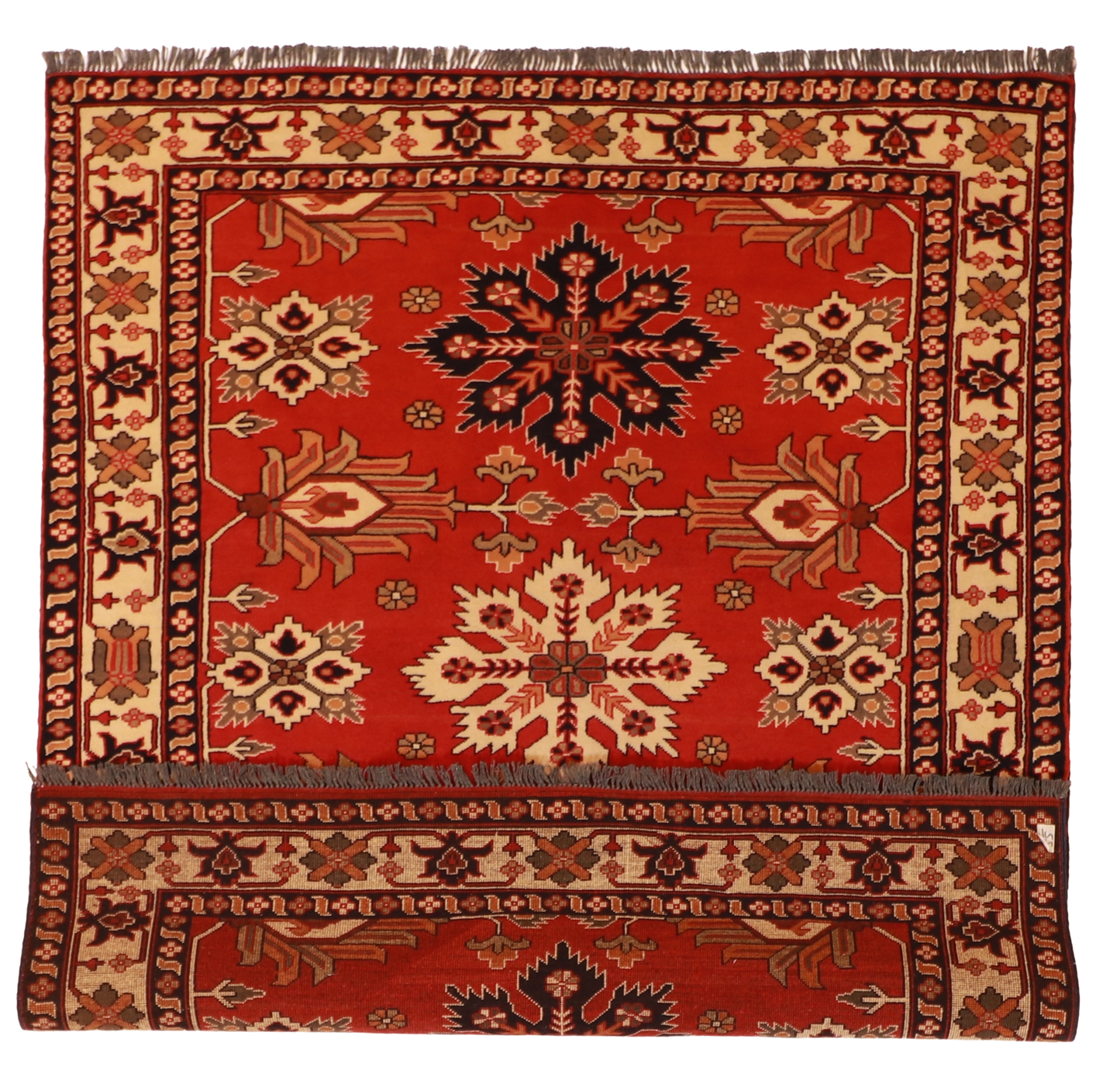 W 5.3 L 6.6 Mahal 100% Wool Hand-Woven Geometric Design - 57066