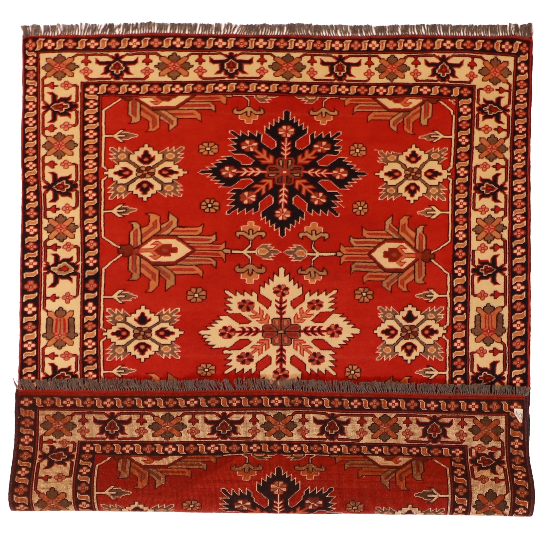 W 5.3 L 6.6 Mahal 100% Wool Hand-Woven Geometric Design - 57066