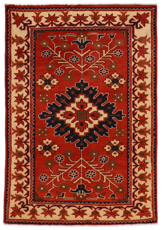 2.8 x 4 - Malayer Wool Geometric Rectangle - Finest Hand-Knotted Quality Wool — 57071