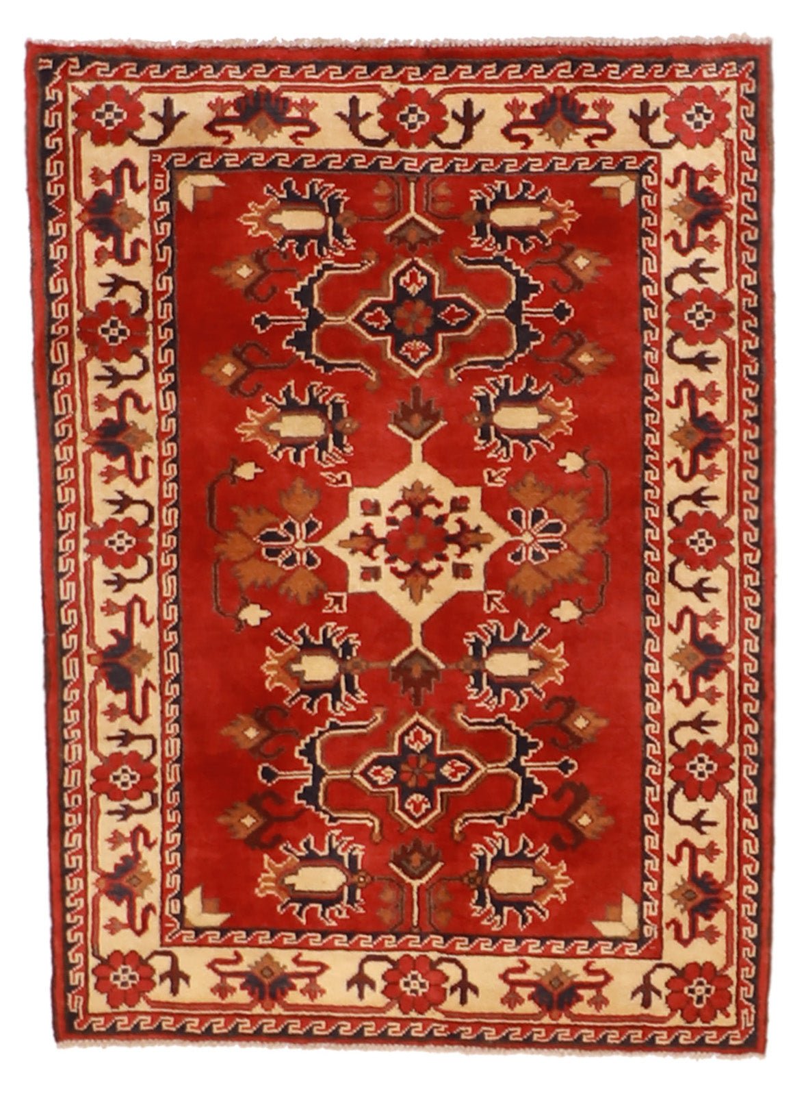 W 2.10 L 4 Heriz 100% Wool Hand-Woven Geometric Design - 57072