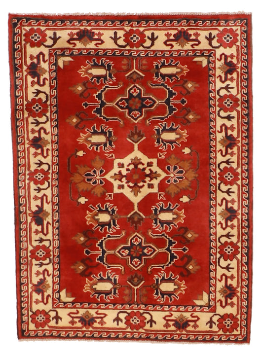 W 2.10 L 4 Heriz 100% Wool Hand-Woven Geometric Design - 57072