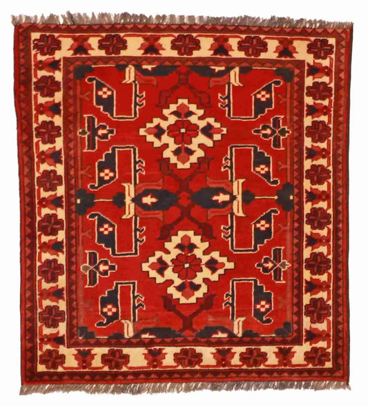 3.2 x 3.5 - Hamadan Wool All Over Square - Finest Hand-Knotted Quality Wool — 57073