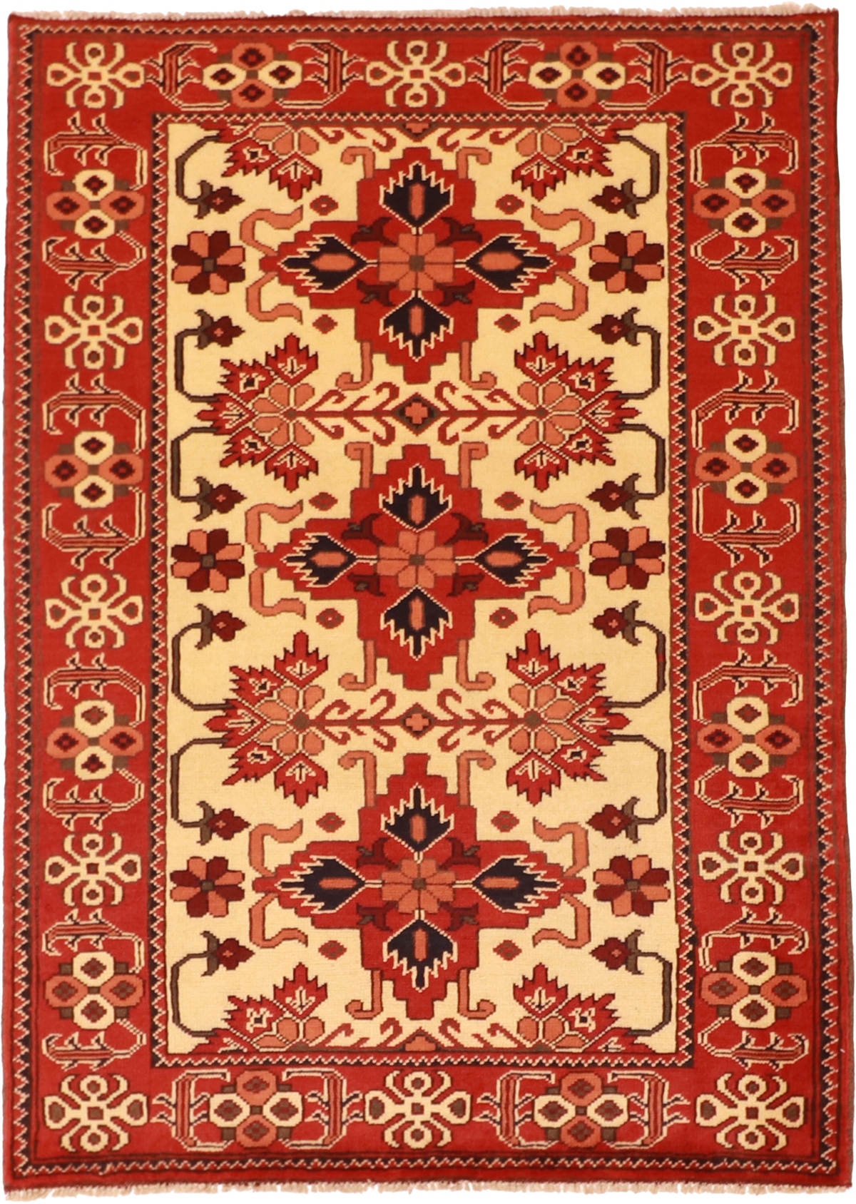 W 3.4 L 4.8 Malayer 100% Wool Hand-Woven Geometric Design - 57075