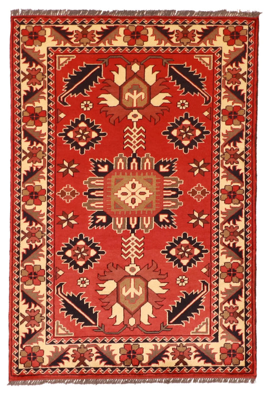 3.3 x 4.9 - Sh Abbas Wool Geometric Rectangle - Finest Hand-Knotted Quality Wool — 57078