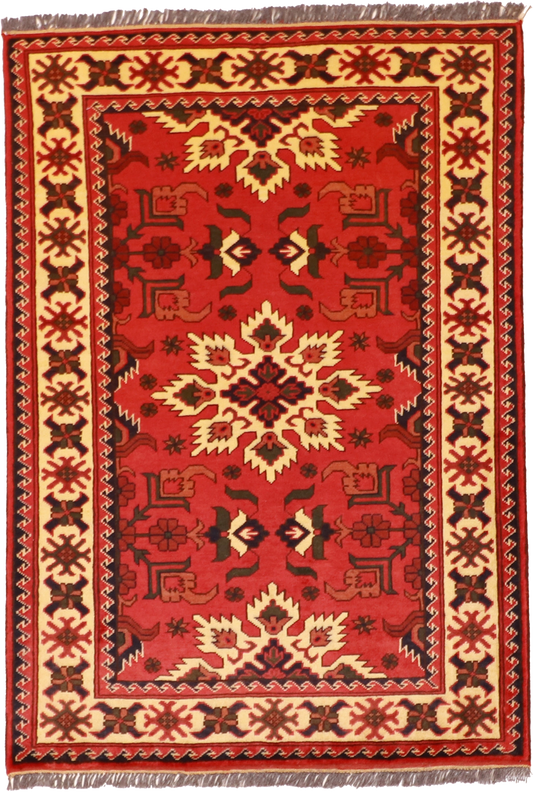 W 3.5 L 5.1 Heriz 100% Wool Hand-Woven Geometric Design - 57088