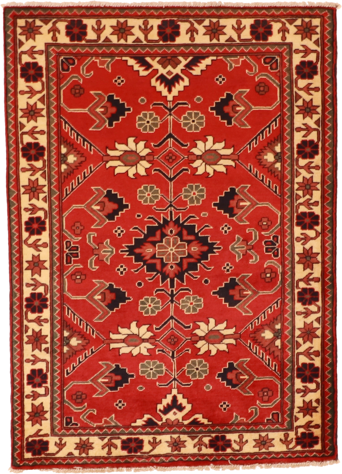 W 3.3 L 4.9 Malayer 100% Wool Hand-Woven Geometric Design - 57089