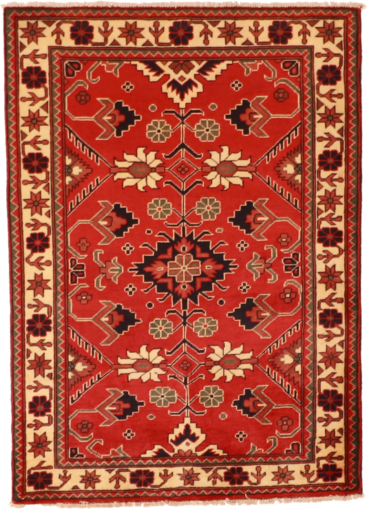 W 3.3 L 4.9 Malayer 100% Wool Hand-Woven Geometric Design - 57089