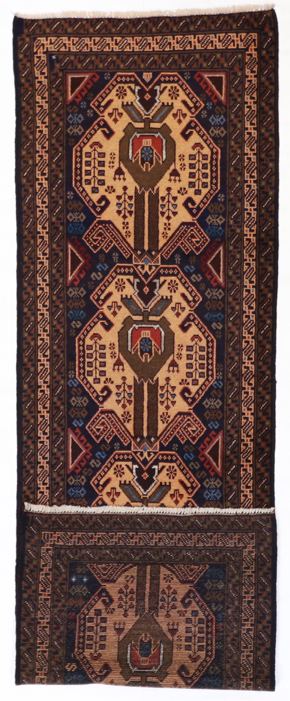 W 2.10 L 9.3 Baluch Runner 100% Wool Handmade All Over Design - 57121