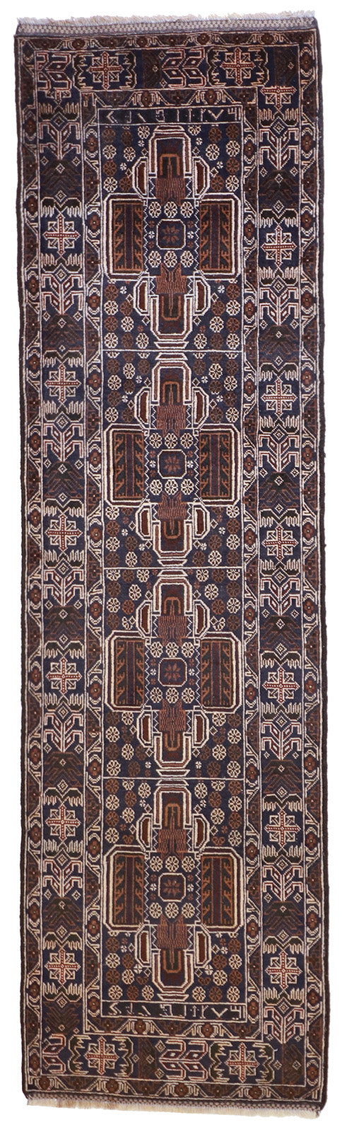 W 2.9 L 9.10 Baluch Runner 100% Wool Handmade Afganistan All Over Design - 57124