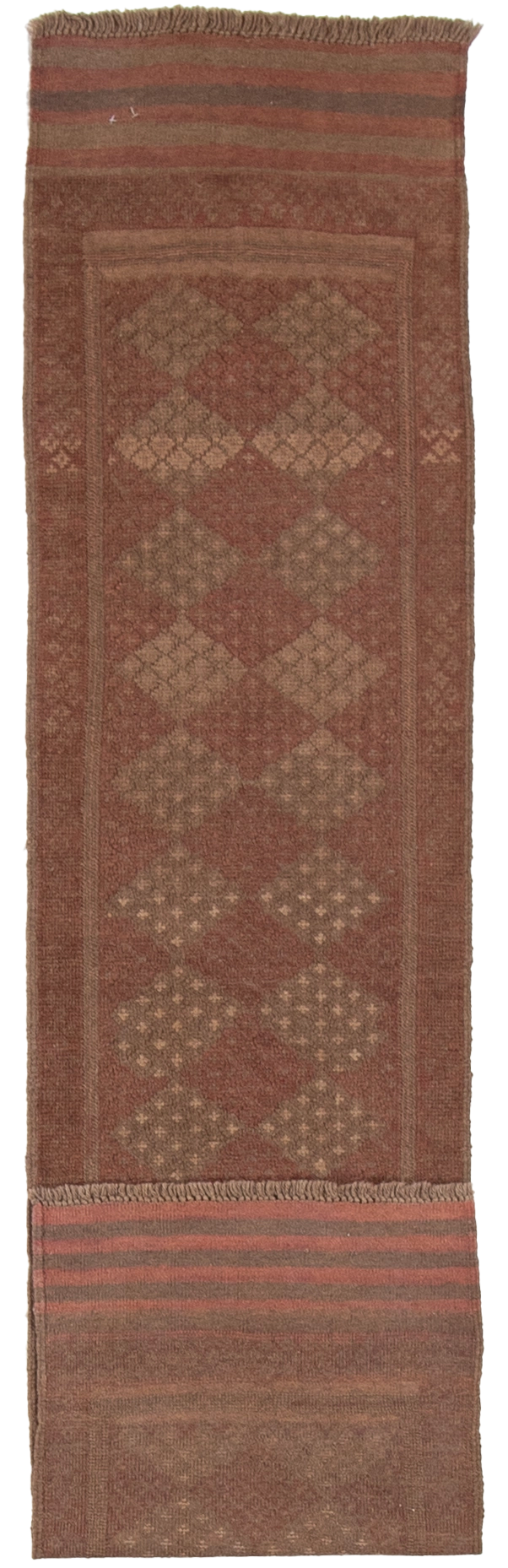 W 1.1 L 8.1 Baluch Runner 100% Wool Hand-Woven Geometric Design - 57177