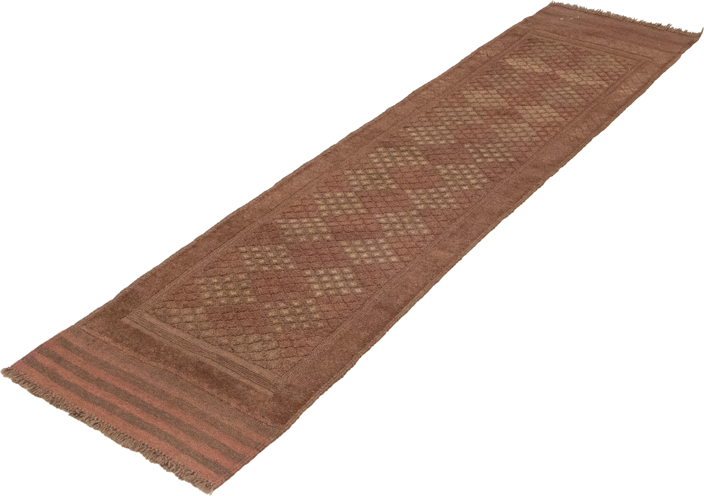 W 1.1 L 8.1 Baluch Runner 100% Wool Hand-Woven Geometric Design - 57177