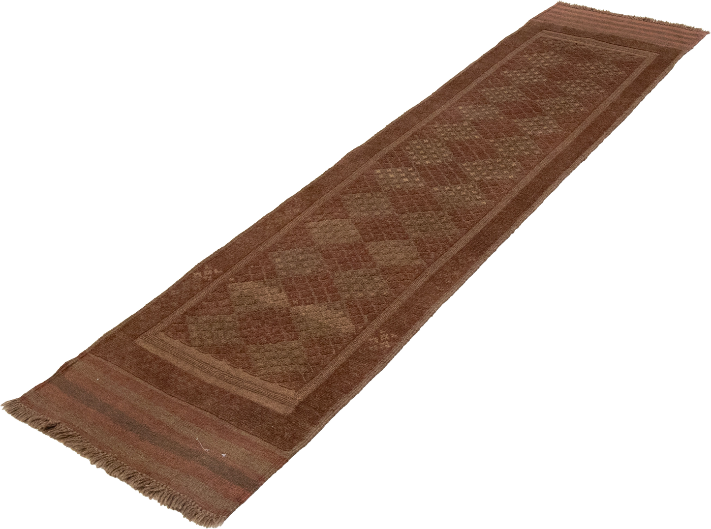 W 1.1 L 8.1 Baluch Runner 100% Wool Hand-Woven Geometric Design - 57177