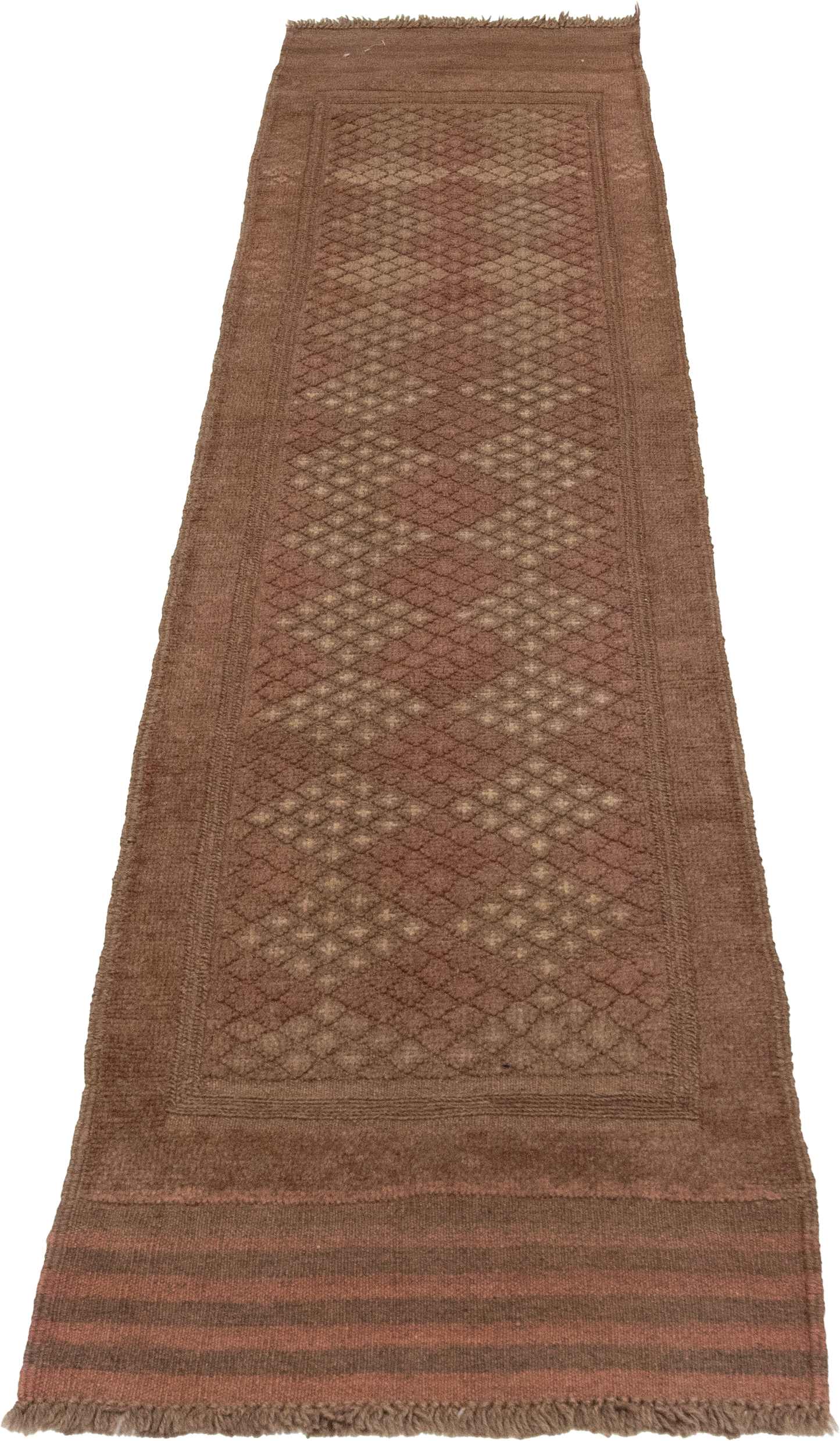 W 1.1 L 8.1 Baluch Runner 100% Wool Hand-Woven Geometric Design - 57177