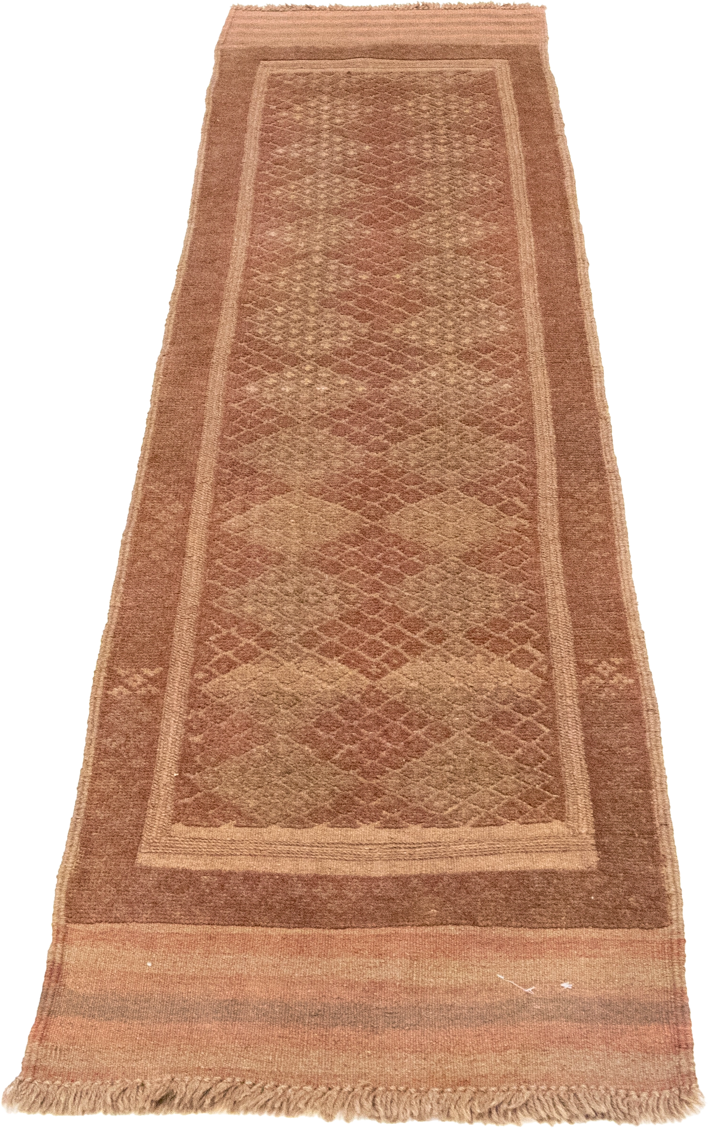 W 1.1 L 8.1 Baluch Runner 100% Wool Hand-Woven Geometric Design - 57177