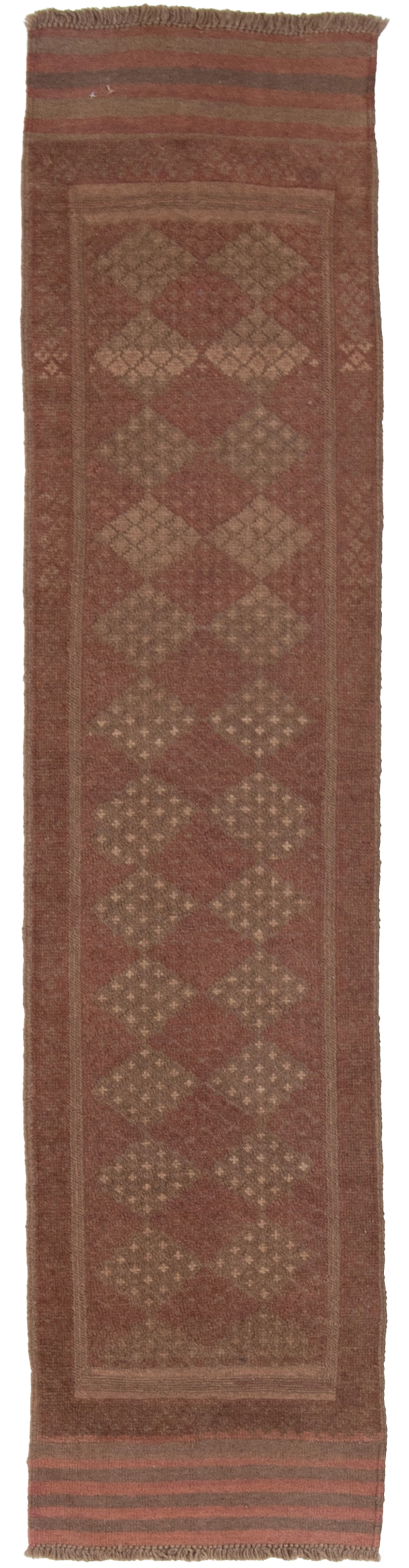 W 1.1 L 8.1 Baluch Runner 100% Wool Hand-Woven Geometric Design - 57177