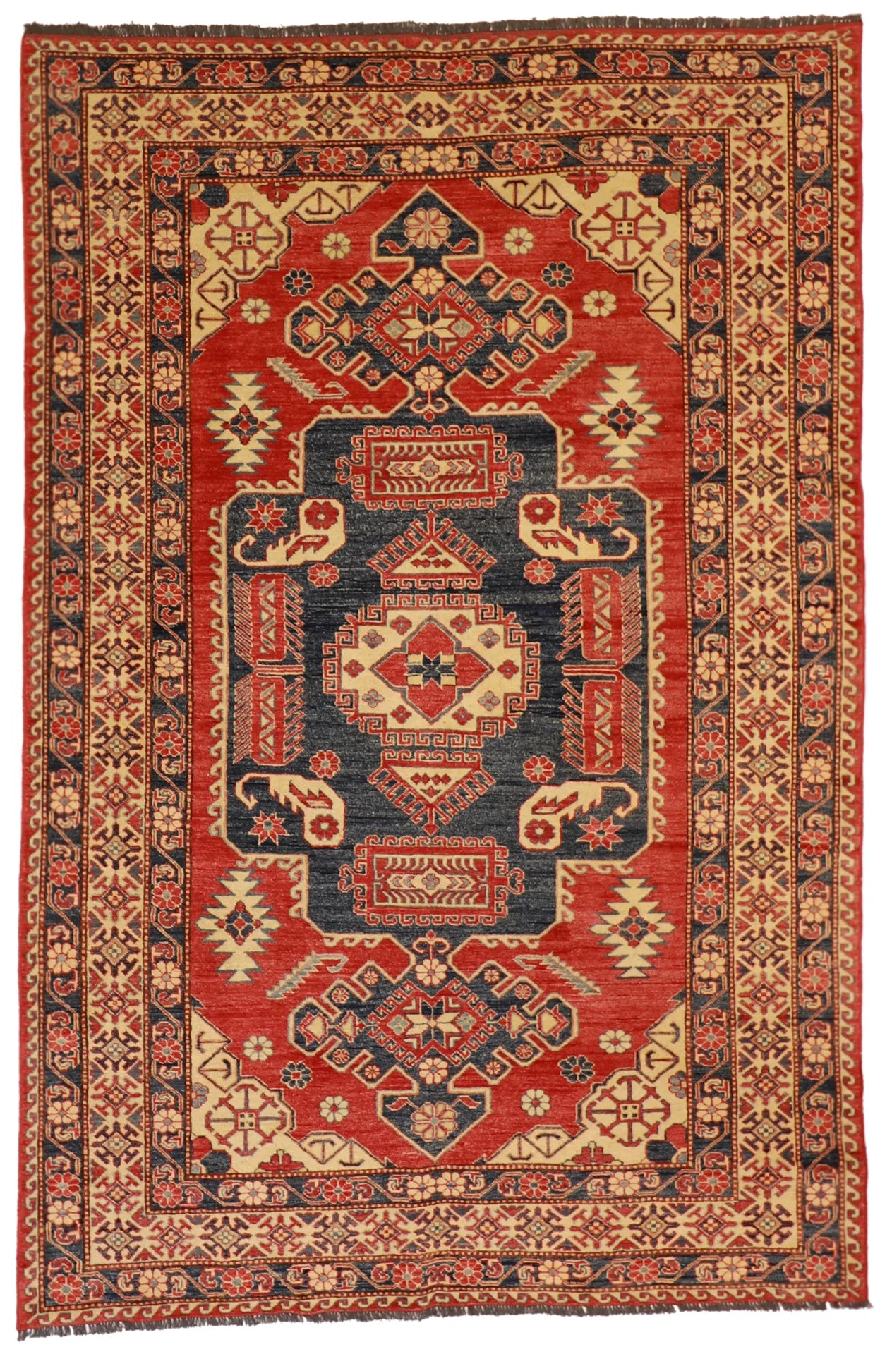 6x9 - Serapie Wool Geometric Rectangle - Hand Knotted Rug — 57210