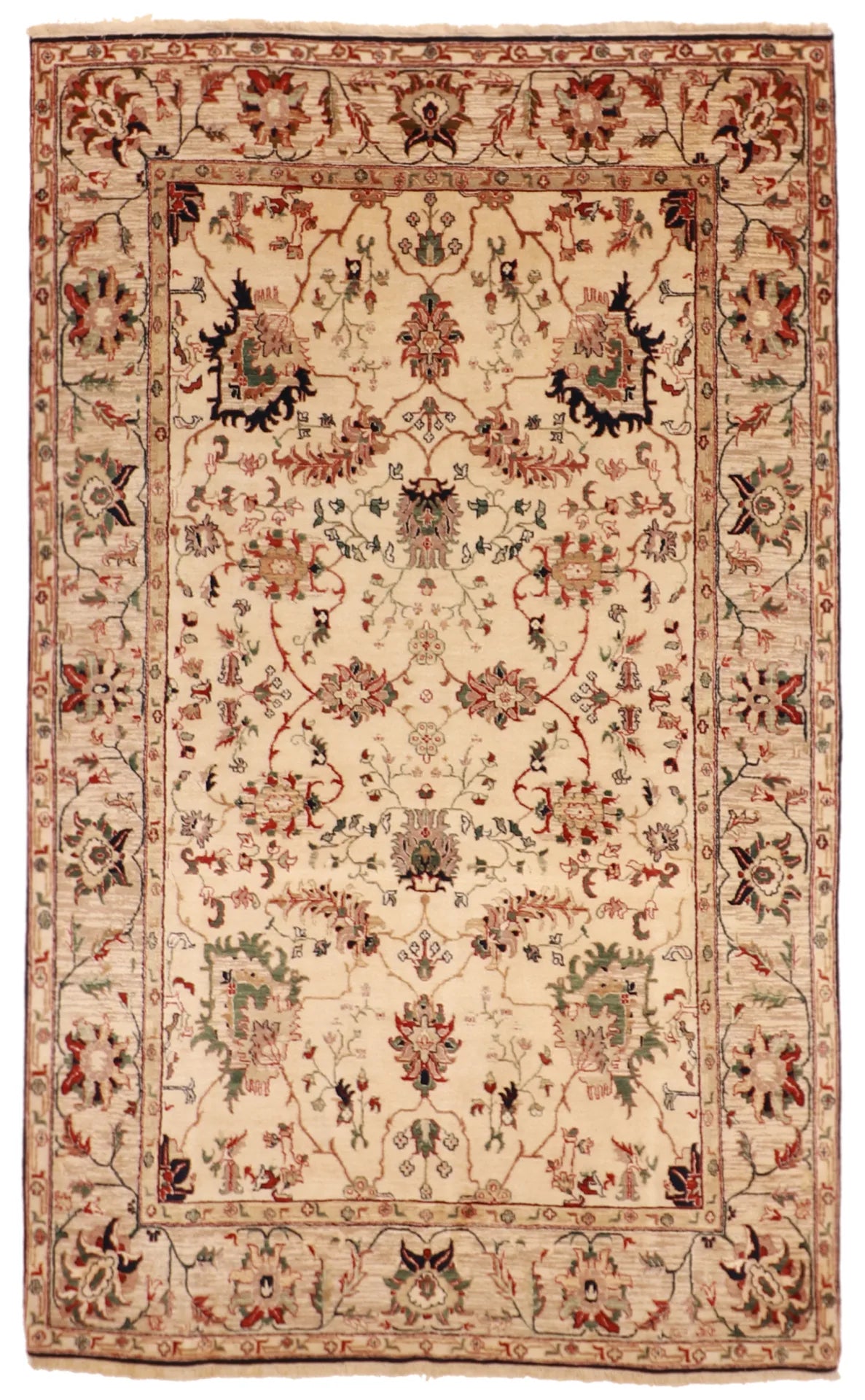 W 6.10 - L 11.1 - Mahal Fine/Wool All Over Rectangle - Finest Hand-Knotted Quality Wool - 57212