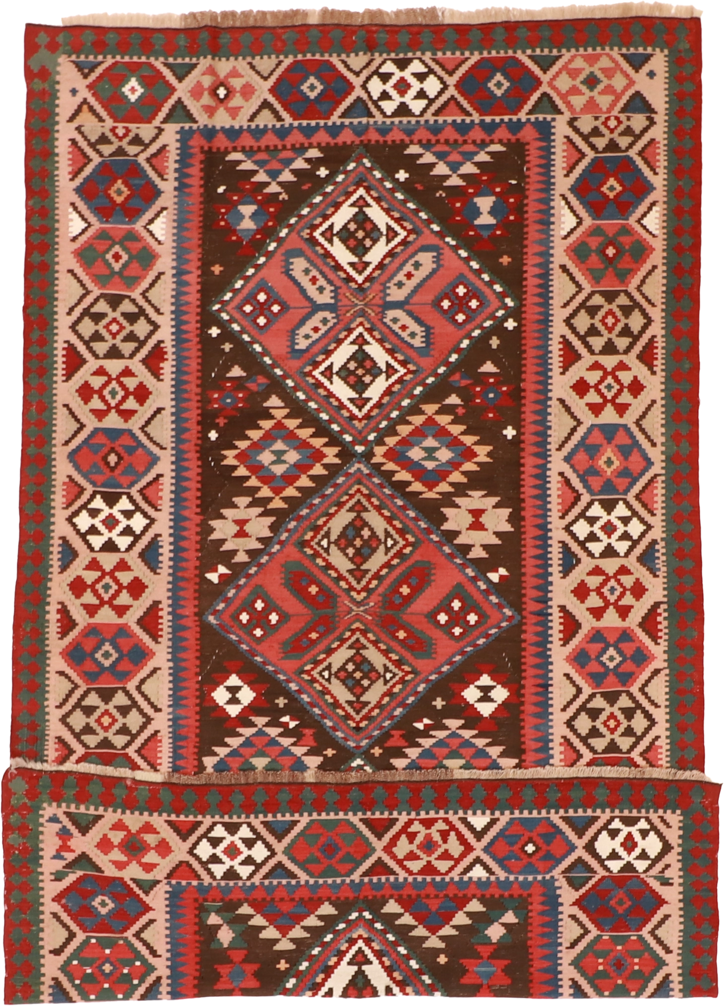 W 6 L 10.3 Baku Antique 100% Wool Hand-Woven Geometric Design - 57315