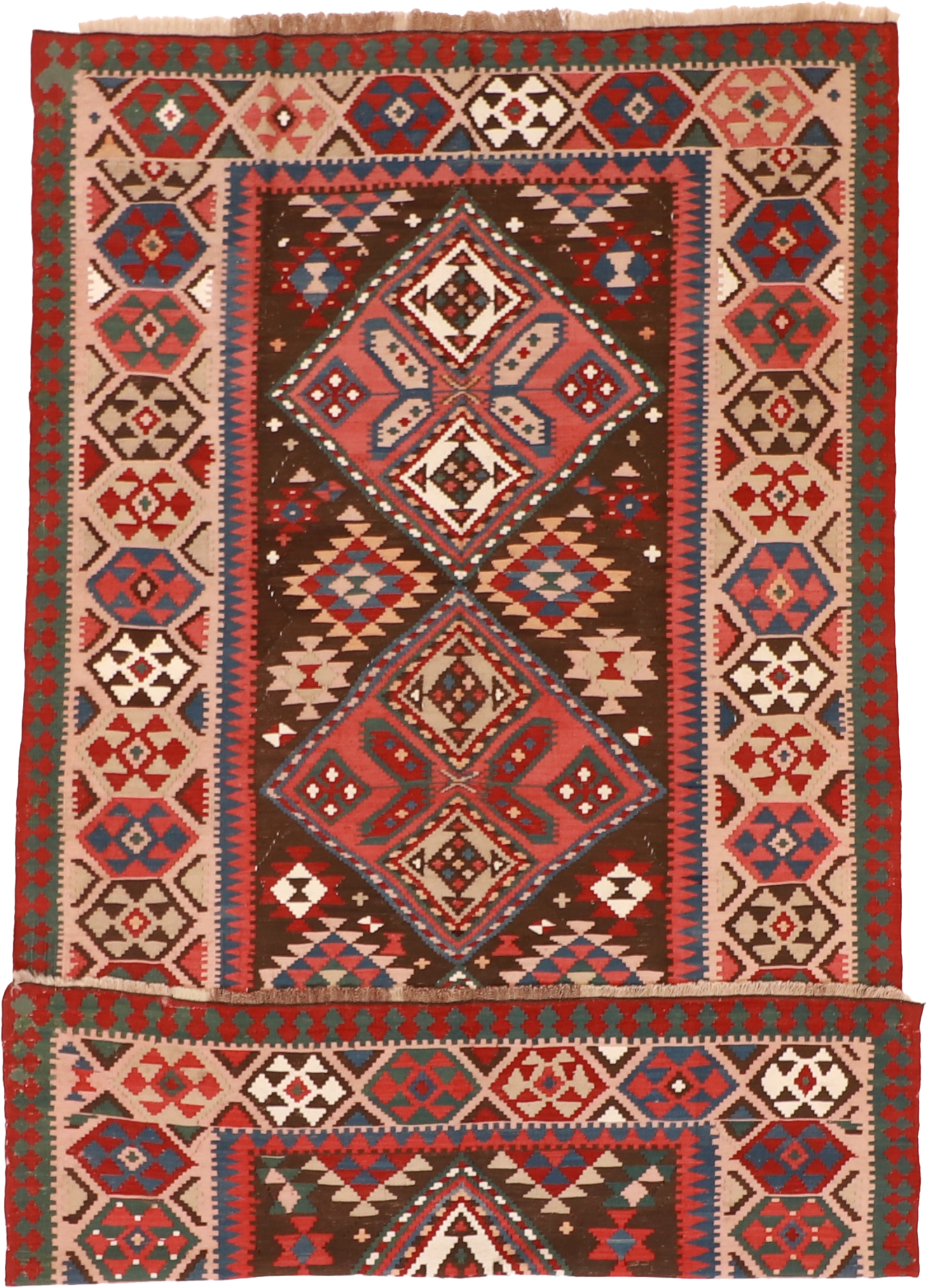 W 6 L 10.3 Baku Antique 100% Wool Hand-Woven Geometric Design - 57315