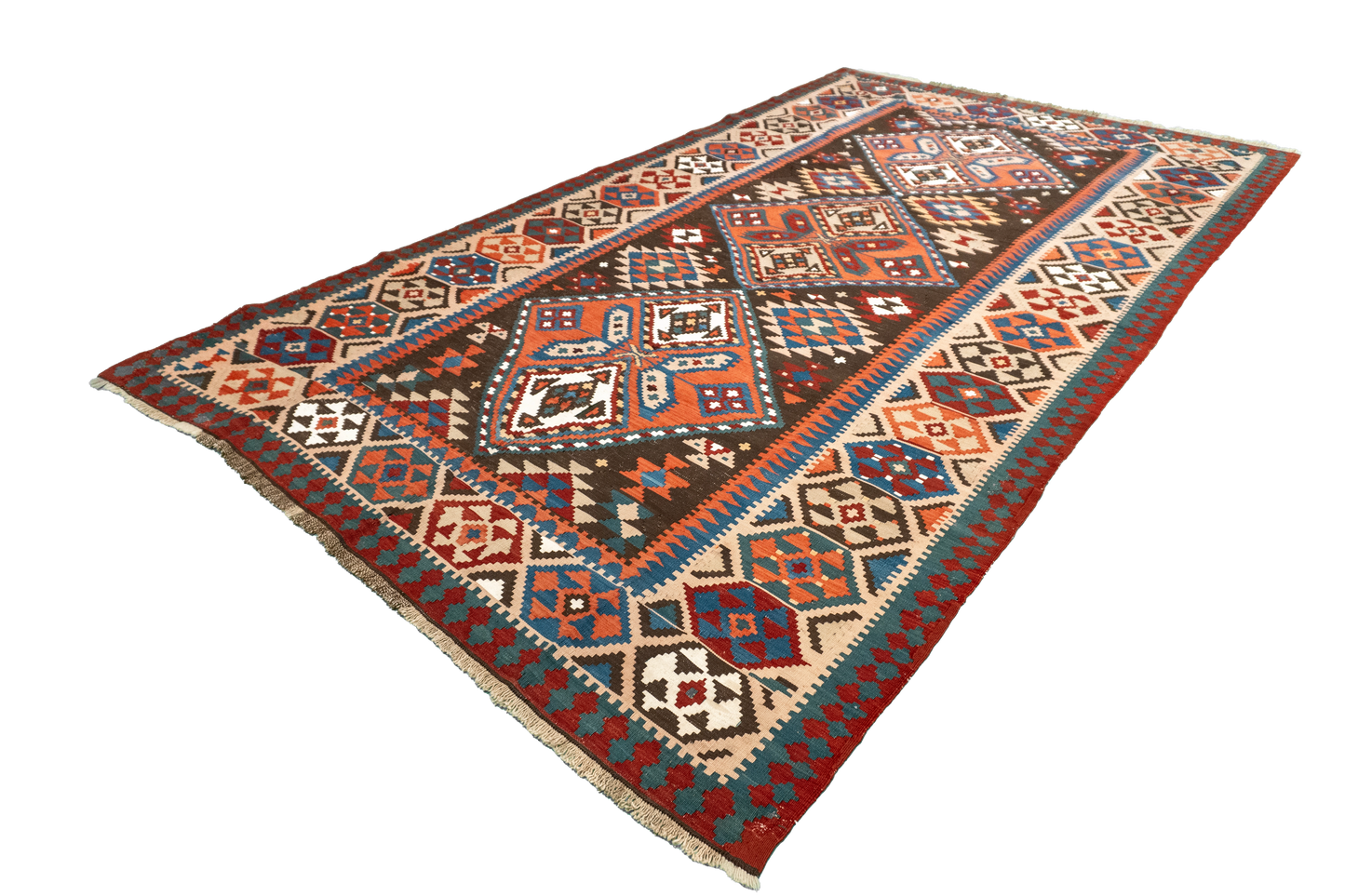 W 6 L 10.3 Baku Antique 100% Wool Hand-Woven Geometric Design - 57315