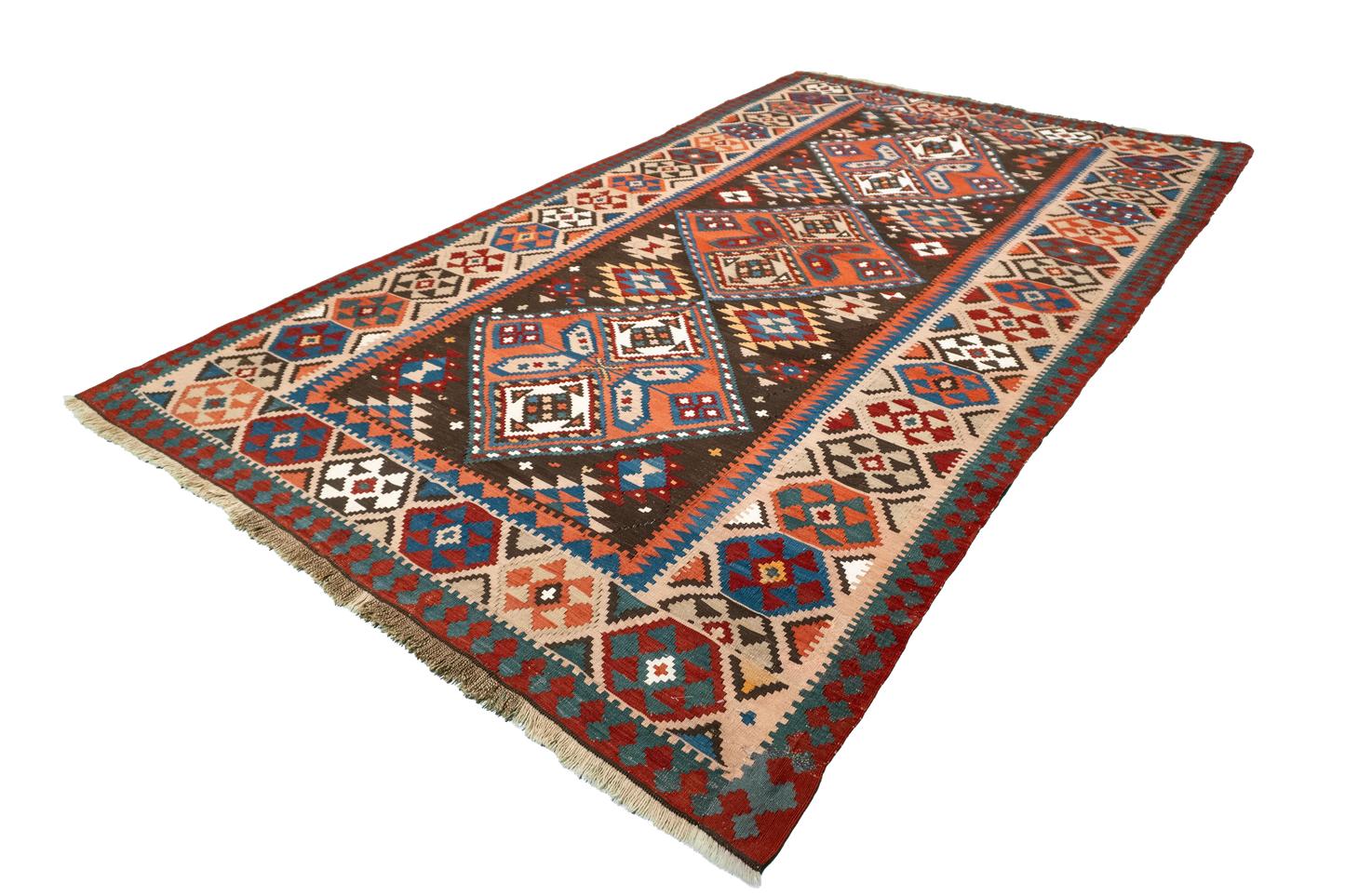 W 6 L 10.3 Baku Antique 100% Wool Hand-Woven Geometric Design - 57315