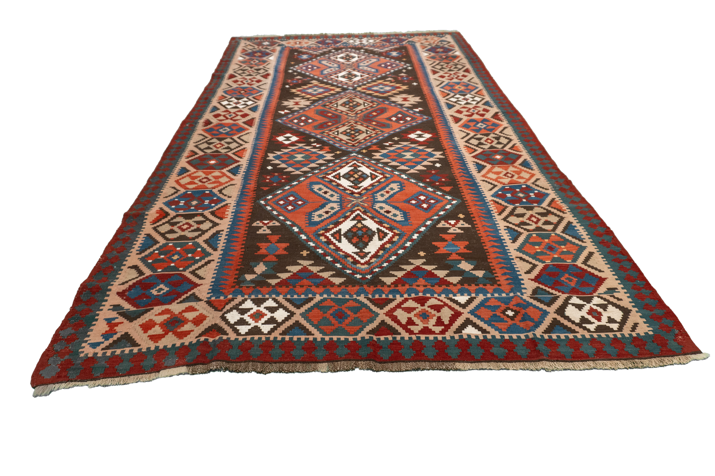 W 6 L 10.3 Baku Antique 100% Wool Hand-Woven Geometric Design - 57315