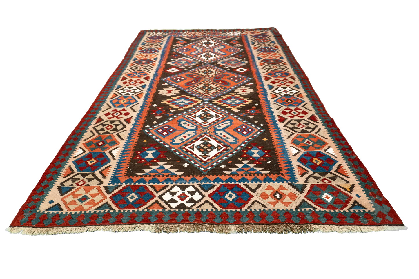 W 6 L 10.3 Baku Antique 100% Wool Hand-Woven Geometric Design - 57315