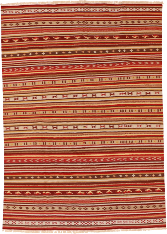 W 5.7 L 7.11 Navajo 100% Wool Hand-Woven Geometric Design - 57315