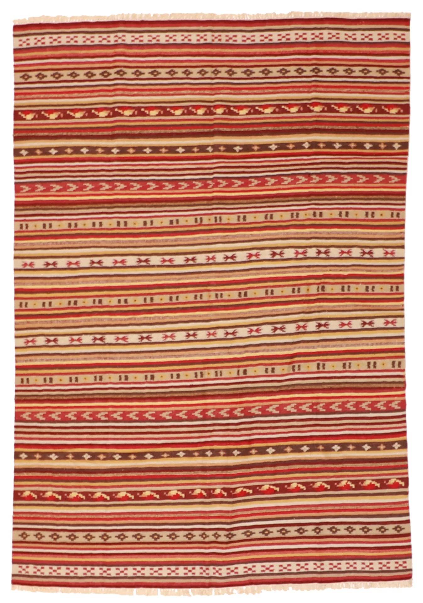 W 5.5 - L 8 - Navajo Wool Geometric Rectangle - Finest Hand-Made Quality Wool - 57362