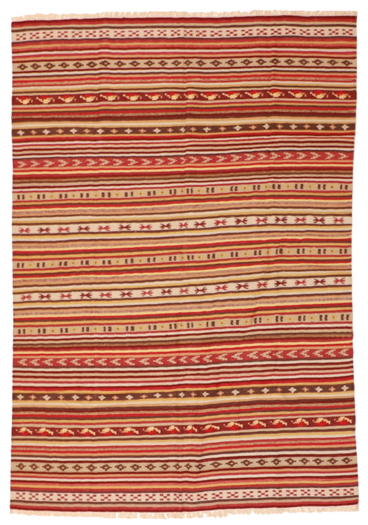 W 5.5 - L 8 - Navajo Wool Geometric Rectangle - Finest Hand-Made Quality Wool - 57362