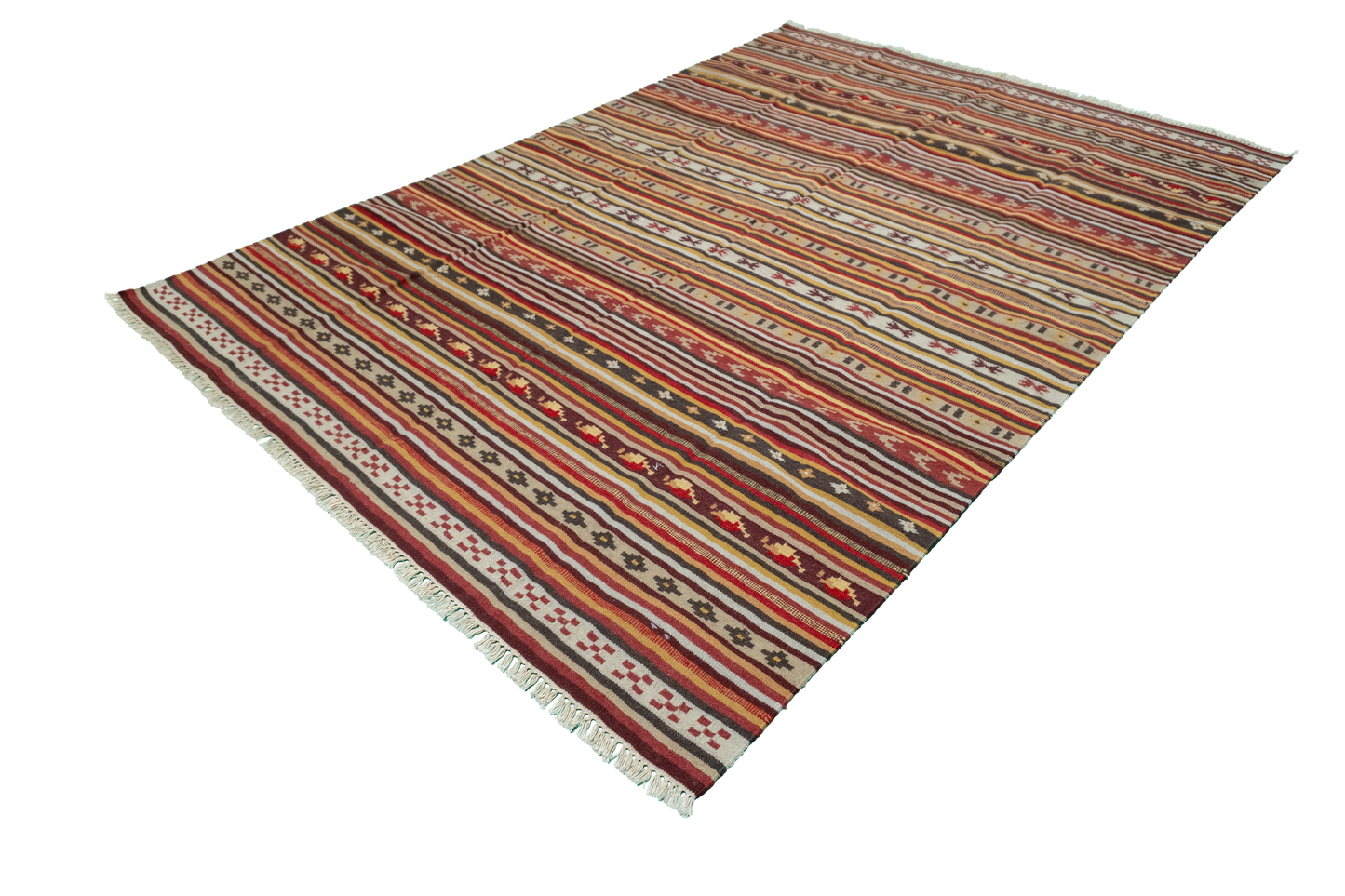 W 5.5 - L 8 - Navajo Wool Geometric Rectangle - Finest Hand-Made Quality Wool - 57362