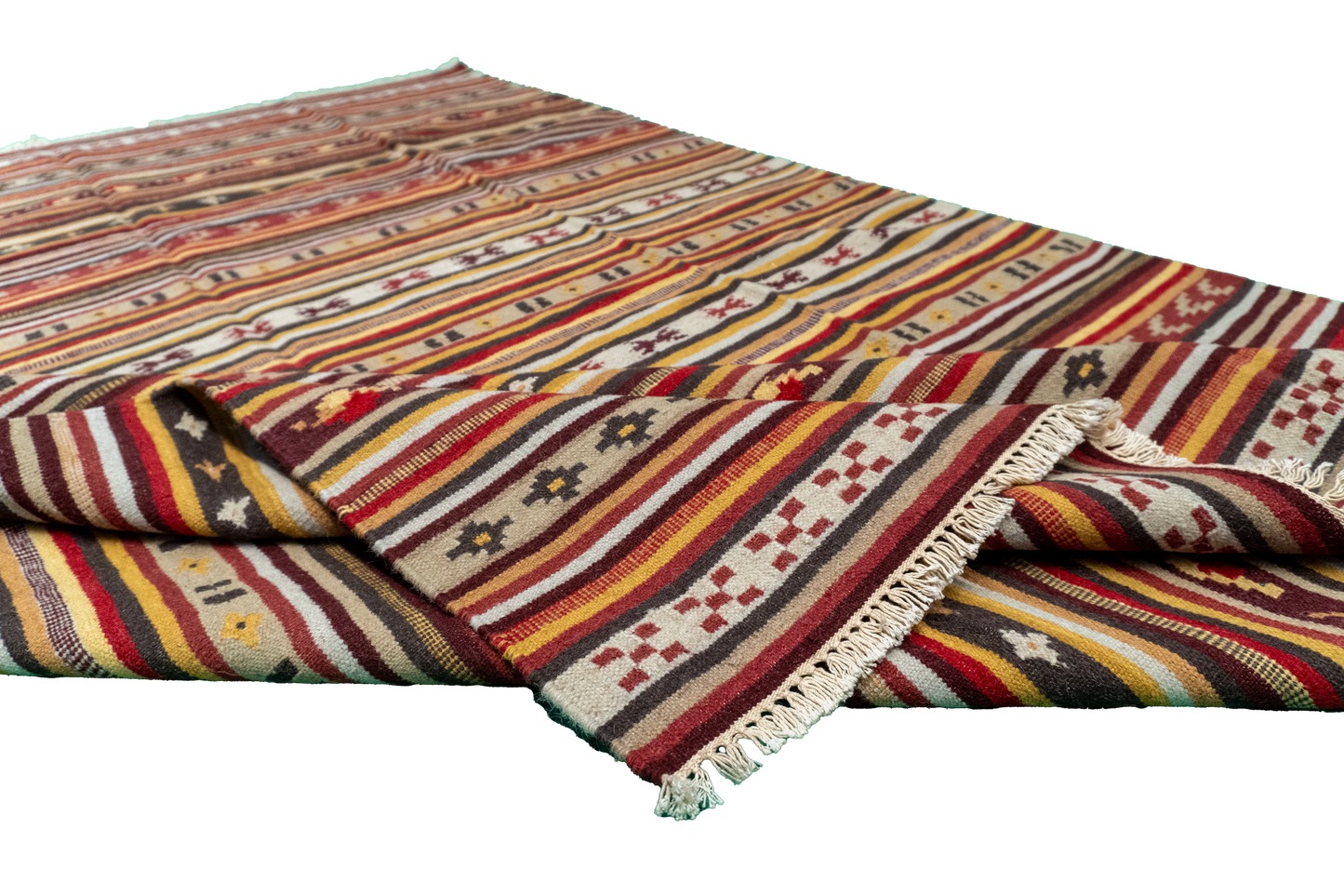 W 5.5 - L 8 - Navajo Wool Geometric Rectangle - Finest Hand-Made Quality Wool - 57362