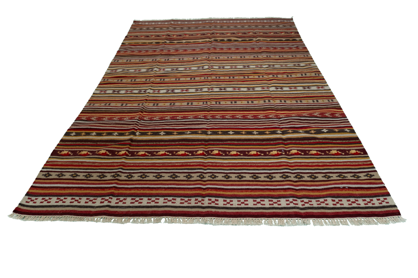 W 5.5 - L 8 - Navajo Wool Geometric Rectangle - Finest Hand-Made Quality Wool - 57362