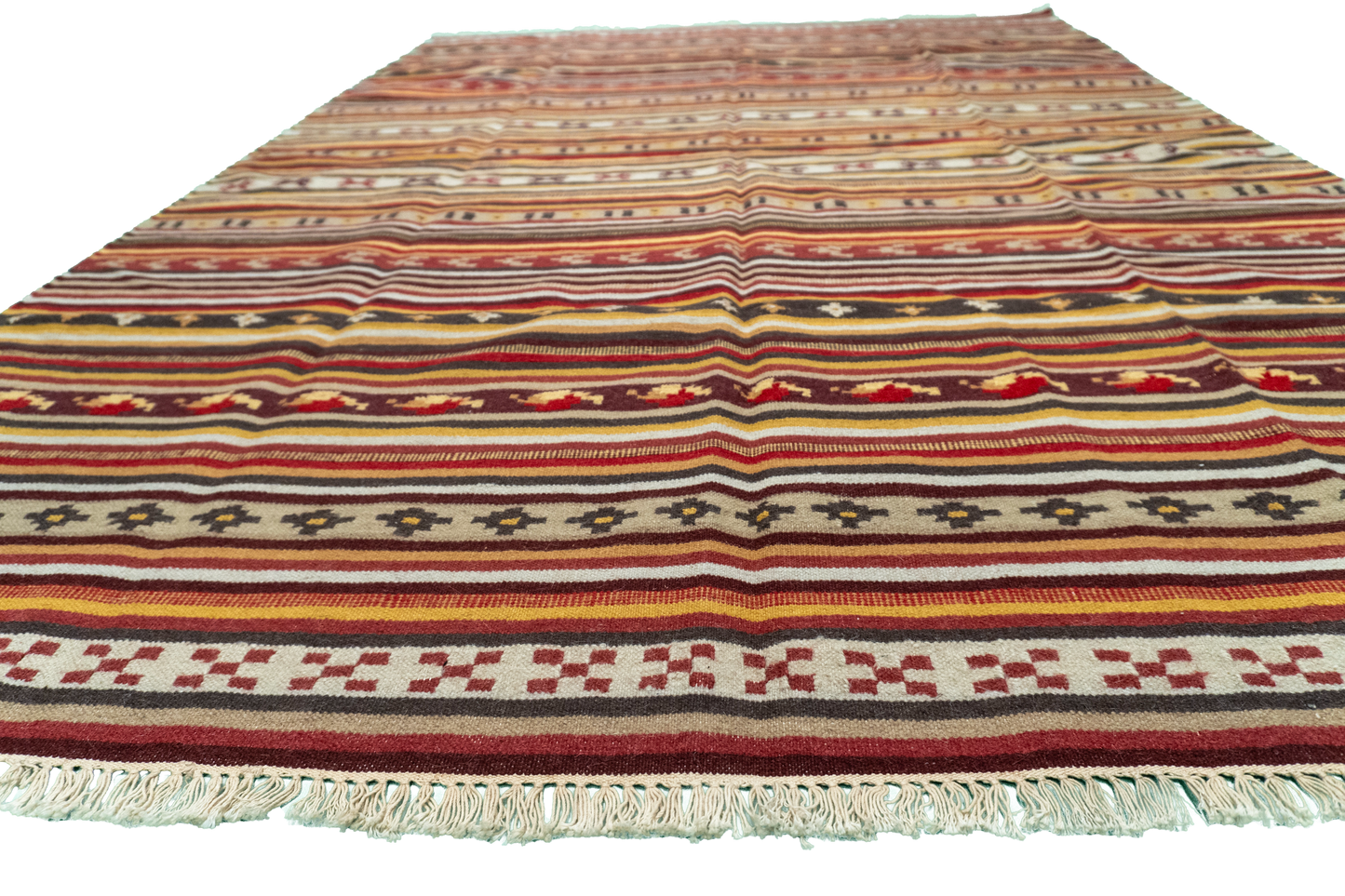 W 5.5 - L 8 - Navajo Wool Geometric Rectangle - Finest Hand-Made Quality Wool - 57362