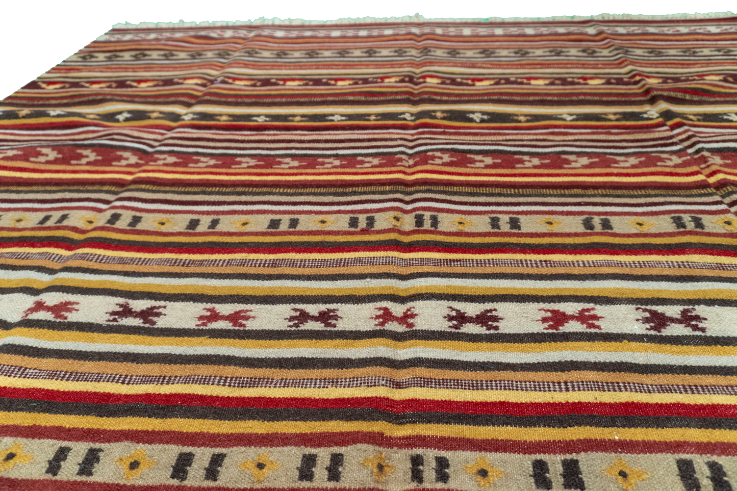 W 5.5 - L 8 - Navajo Wool Geometric Rectangle - Finest Hand-Made Quality Wool - 57362