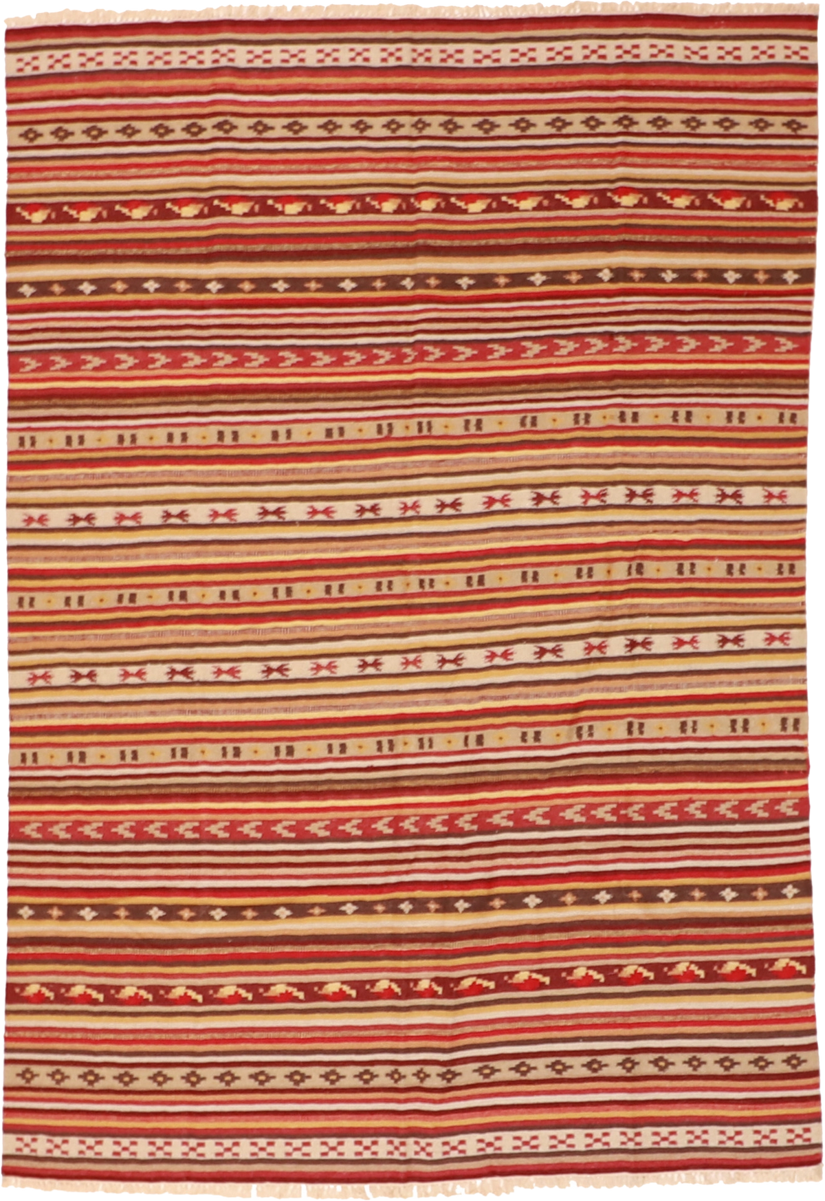 W 5.5 L 8 Kilim 100% Wool Hand-Woven All-Over Design - 57362
