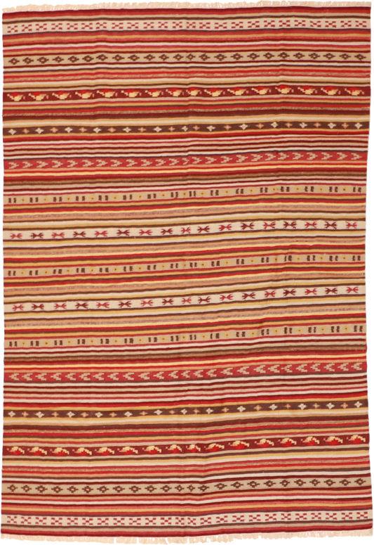 W 5.5 - L 8 - Navajo Wool Geometric Rectangle - Finest Hand-Made Quality Wool - 57362