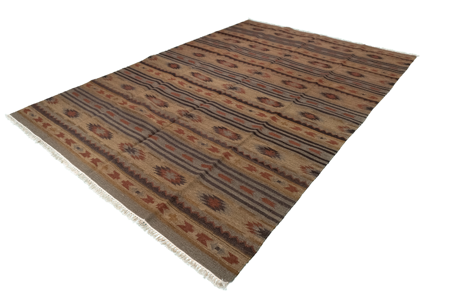 W 6.3 L 9 Navajo 100% Wool Hand-Woven Geometric Design - 57375