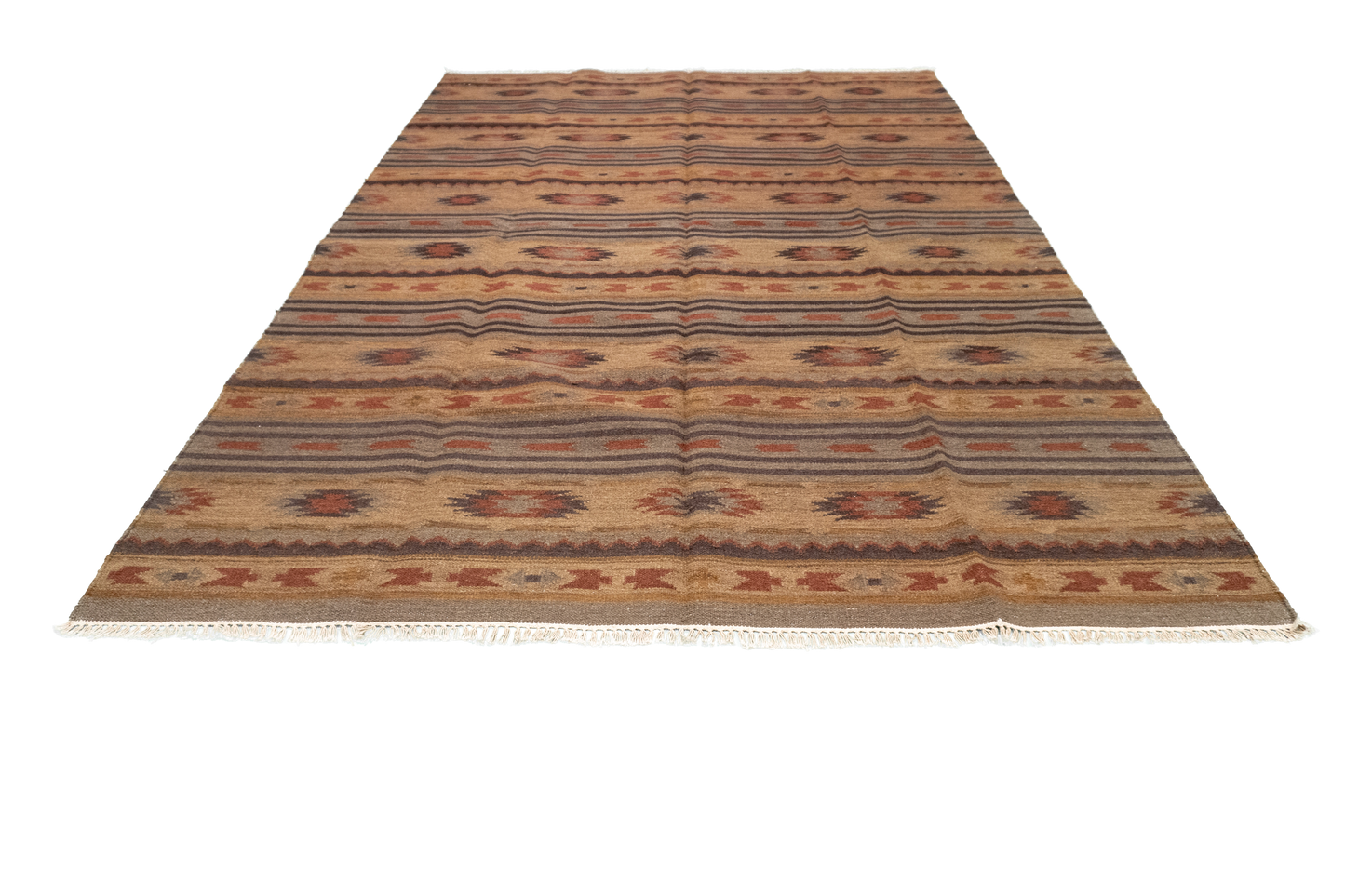 W 6.3 L 9 Navajo 100% Wool Hand-Woven Geometric Design - 57375
