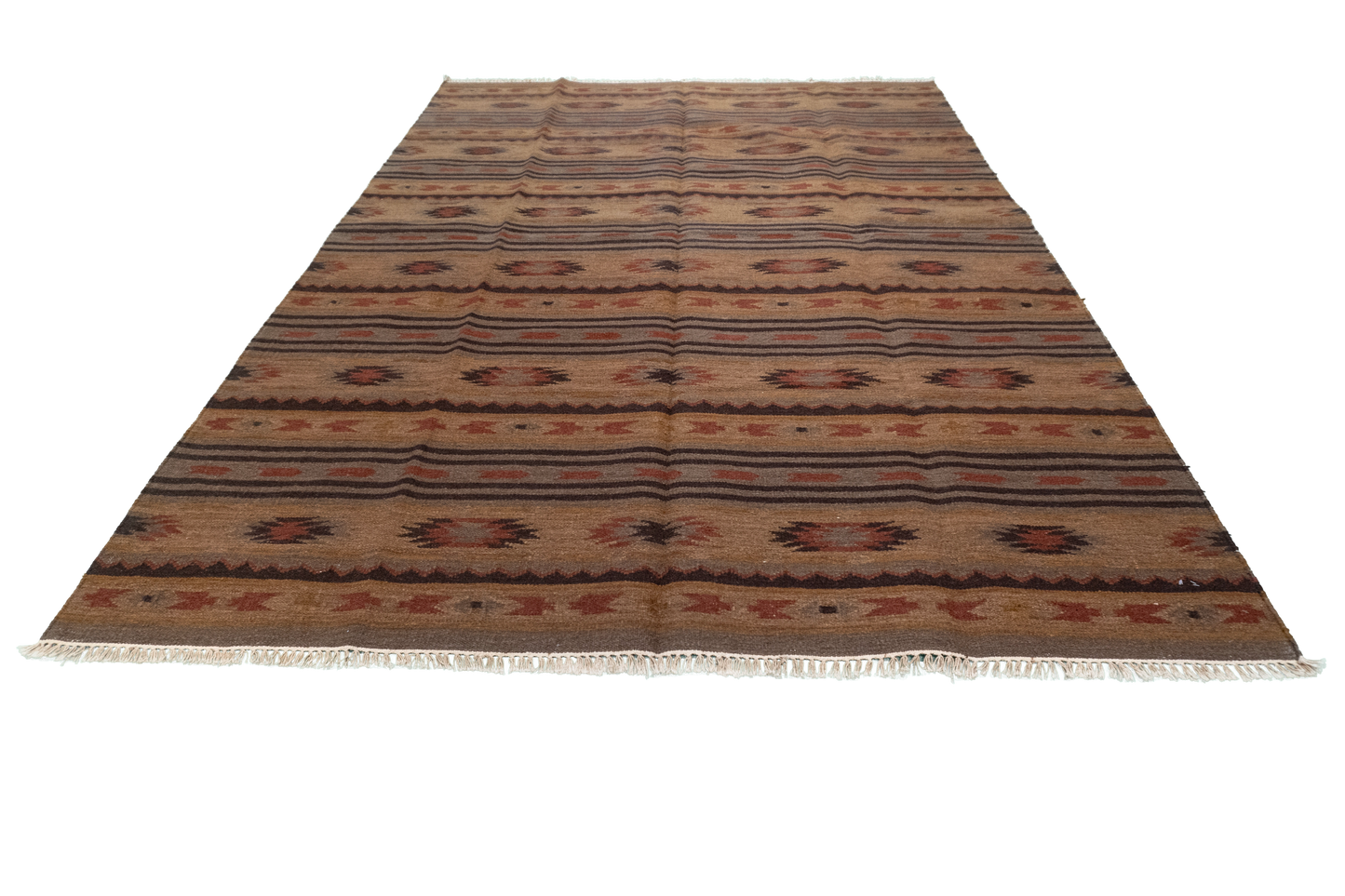 W 6.3 L 9 Navajo 100% Wool Hand-Woven Geometric Design - 57375