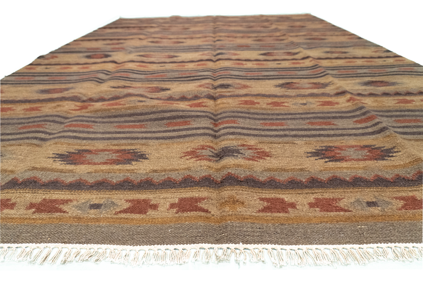W 6.3 L 9 Navajo 100% Wool Hand-Woven Geometric Design - 57375