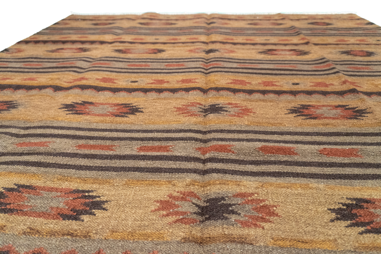 W 6.3 L 9 Navajo 100% Wool Hand-Woven Geometric Design - 57375