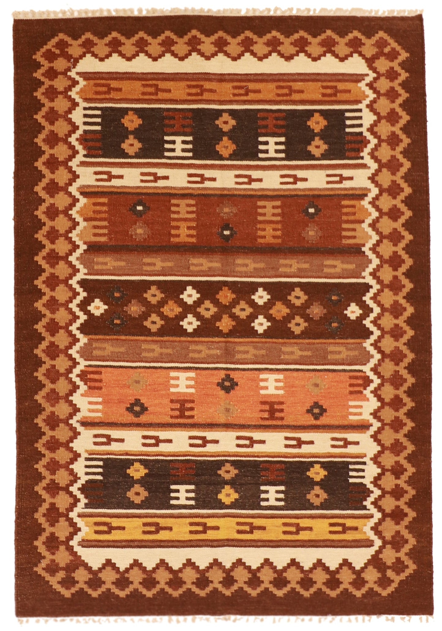 W 4.2 L 6 Navajo 100% Wool Hand-Woven All-Over Design - 57383