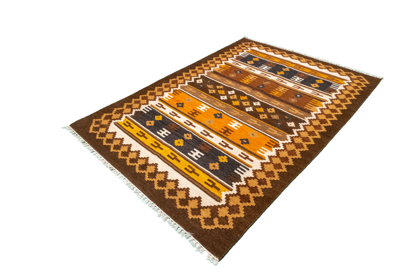 W 4.2 L 6 Navajo 100% Wool Hand-Woven All-Over Design - 57383