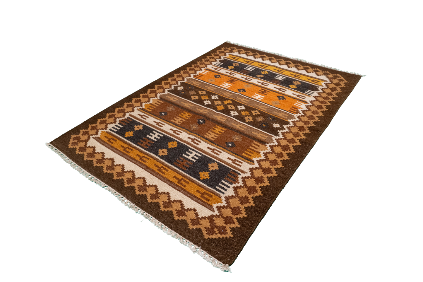 W 4.2 L 6 Navajo 100% Wool Hand-Woven All-Over Design - 57383