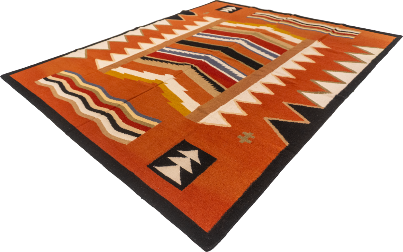 W 7.10 L 9.10 Navajo 100% Wool Hand-Woven Geometric Design - 57388