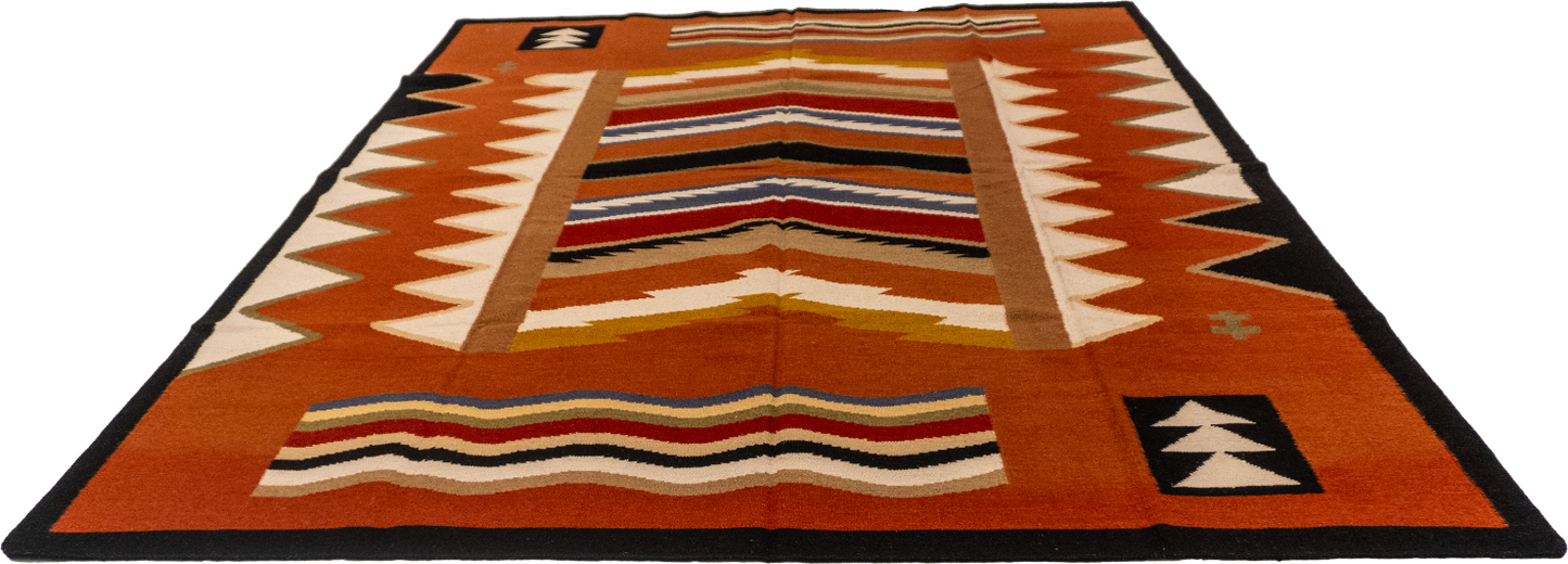W 7.10 L 9.10 Navajo 100% Wool Hand-Woven Geometric Design - 57388