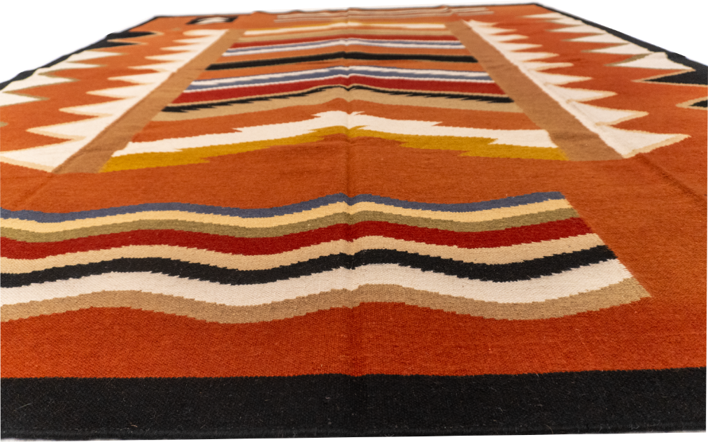 W 7.10 L 9.10 Navajo 100% Wool Hand-Woven Geometric Design - 57388